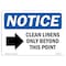 Signmission Sign, 10" H, Rigid Plastic, Clean Linens Only Beyond Sign With Symbol, Landscape, 1014-L-10612 OS-NS-P-1014-L-10612 - alternate 1